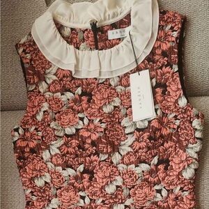 Sandro Ruffled Floral Blouse - Pink and Cream
